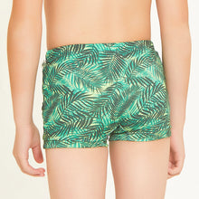 Load image into Gallery viewer, Model Back: Uv Line Maillot De Bain Garçon Swim Trunks Kids Leaves Upf50+
