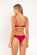 Load image into Gallery viewer, Model Back: Rio De Sol Bas Bottom Shimmer-Desejo Cheeky-Tie-Gold