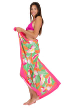 Load image into Gallery viewer, Model Back: Rio De Sol Pareo Green Bloom Canga