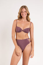 Load image into Gallery viewer, Model Front: Rio De Sol Ensemble Set Malibu-Ebano Bandeau-Iris Highwaist-Spin-Iris