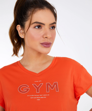 Load image into Gallery viewer, Image 02: Alto Giro Fitness Haut T-Shirt Cropped Skin Fit Gym Laranja Pitanga