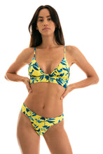 Load image into Gallery viewer, Model Front: Rio De Sol Haut Top Lemon Flower Tri Cos
