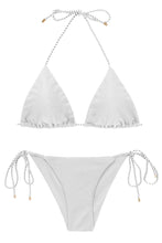 Load image into Gallery viewer, Product Front: Rio De Sol Ensemble Set Shimmer-White Tri-Inv Cheeky-Tie