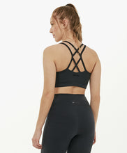 Load image into Gallery viewer, Model Back: Alto Giro Fitness Haut Top Supplex Tiras Costas Preto