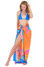 Load image into Gallery viewer, Model Front: Rio De Sol Pareo Orange Bloom Canga