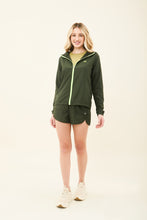 Load image into Gallery viewer, Model Front: Uv Line Fitness Robes Bag-Foldable Windbreaker Jacket Verde Militar