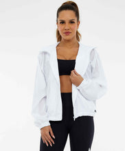 Load image into Gallery viewer, Image 02: Alto Giro Fitness Haut Jaqueta Tecnospan Recortes Branco