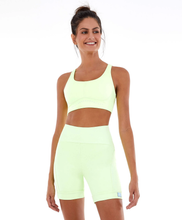 Load image into Gallery viewer, Image 02: Alto Giro Fitness Haut Top Blackout Sustentacao E Silk Amarelinho Lime
