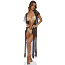 Load image into Gallery viewer, Image 05: Luli Fama Vêtement De Plage Long Caftan Siren Dream Black Gold