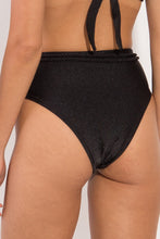 Load image into Gallery viewer, Image 07: Rio De Sol Bas Bottom Shimmer-Black Belted-High-Waist