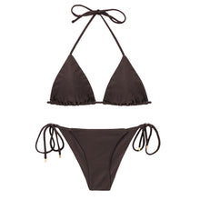 Load image into Gallery viewer, Product Front: Rio De Sol Ensemble Set Shimmer-Coffee Tri-Inv Cheeky-Tie