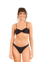Load image into Gallery viewer, Model Front: Rio De Sol Haut Top Shimmer-Black Bandeau-Joy