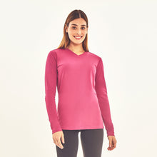 Load image into Gallery viewer, Model Front: Uv Line T-Shirt Longsleeve Sport Fit Fuchsia Upf50+