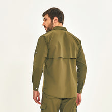 Load image into Gallery viewer, Model Back: Uv Line Fitness Haut Tenerife Verde Militar Upf50+