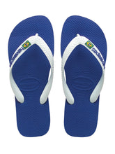 Load image into Gallery viewer, Model Front: Havaianas Tongs Brasil Logo Marine Blue
