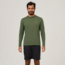 Load image into Gallery viewer, Model Front: Uv Line T-Shirt Longsleeve Uvpro Green Militar Upf50+
