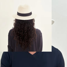 Load image into Gallery viewer, Model Back: Uv Line Chapeau Panama Chapeu Shanghai Branco/Preto
