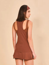 Load image into Gallery viewer, Model Back: Uv Line Fitness Haut Regata Sport Color Fem Marrom Upf50+

