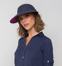 Load image into Gallery viewer, Model Front: Uv Line Casquette Visor Capri Colors Nac Fem Navy Blue Rose Upf50+
