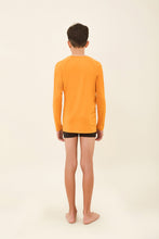 Load image into Gallery viewer, Model Back: Uv Line T-Shirt Longsleeve Uvpro Kids Orange Upf50+

