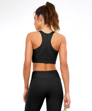 Load image into Gallery viewer, Model Back: Alto Giro Fitness Haut Top Hyper Nadador Com Frisos Preto
