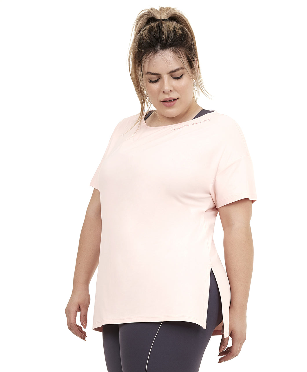 Skin Fit Silk Gola Plus Rosa Respire T-Shirt