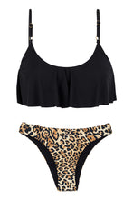 Load image into Gallery viewer, Product Front: Rio De Sol Ensemble Leopardo Black Babado
