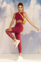Load image into Gallery viewer, Image 03: Alto Giro Fitness Bas Legging Hyper Bordado Lateral Vermelho Power
