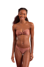 Load image into Gallery viewer, Model Front: Rio De Sol Haut Top Shimmer-Copper Bandeau-Joy
