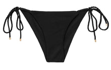 Load image into Gallery viewer, Product Front: Rio De Sol Bas Bottom Shimmer-Black Cheeky-Rope
