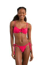 Load image into Gallery viewer, Model Front: Rio De Sol Haut Top Dots-Virtual-Pink Balconet-Tie
