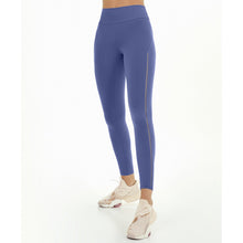 Load image into Gallery viewer, Model Front: Alto Giro Fitness Bas Legging Bodytex Com Elastico Vazado Azul Moonlight
