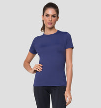 Load image into Gallery viewer, Model Back: Uv Line Fitness Haut T-Shirt Uvpro Fem Navy Blue Upf50+
