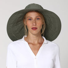 Load image into Gallery viewer, Model Front: Uv Line Chapeau Souple/Capeline Hat Beverly Hills I18 Fem Green Militar Upf50+
