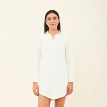 Load image into Gallery viewer, Model Front: Uv Line Chemise Shirtdress Copenhagen Fem Off White Upf50+
