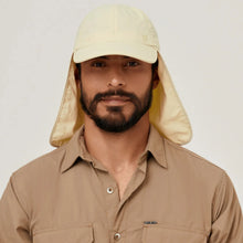 Load image into Gallery viewer, Model Front: Uv Line Chapeau Legionnaire Neck Cap Africa 2021 Masc Sand Upf50+
