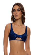 Load image into Gallery viewer, Model Front: Luli Fama Haut Top Scoop Lux Midnight Blue
