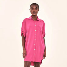 Load image into Gallery viewer, Image 05: Uv Line Chemise Shirtdress Copenhagen Cherry Hot Pink Upf50+
