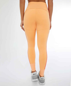 Model Back: Alto Giro Fitness Bas Legging Blackout Ii C/ Recorte Verticale Laranja Gym