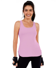Load image into Gallery viewer, Model Front: Alto Giro Fitness Haut Regata Skin Fit Alongada Gola V Rosa Soft
