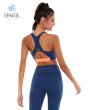 Load image into Gallery viewer, Model Back: Alto Giro Fitness Haut Top Bodytex Ii Abertura Com Ziper Azul Ocean
