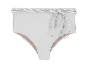 Bottom Shimmer-White Belted-High-Waist