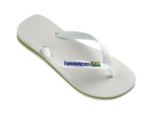Load image into Gallery viewer, Model Front: Havaianas Tongs Brasil Logo White
