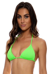 Image 02: Luli Fama Haut Top Wavy Ruched Que Sera Sera Neon Lime