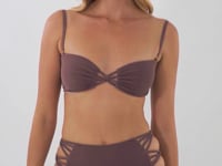 Load and play video in Gallery viewer, Video: Rio De Sol Ensemble Set Malibu-Ebano Bandeau-Iris Highwaist-Spin-Iris
