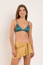 Load image into Gallery viewer, Model Front: Rio De Sol Jupe De Page Fluity-Dourado Mini Skirt
