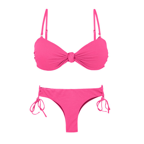 Product Front: Rio De Sol Ensemble Set Mtx-Ultrapink Bandeau-Joy Angel