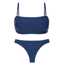 Load image into Gallery viewer, Product Front: Rio De Sol Ensemble Set Navy Bandeau-Reto Nice-Fio
