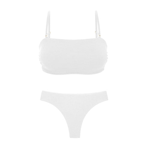 Product Front: Rio De Sol Ensemble Set Sand-White Bandeau-Reto Nice-Fio