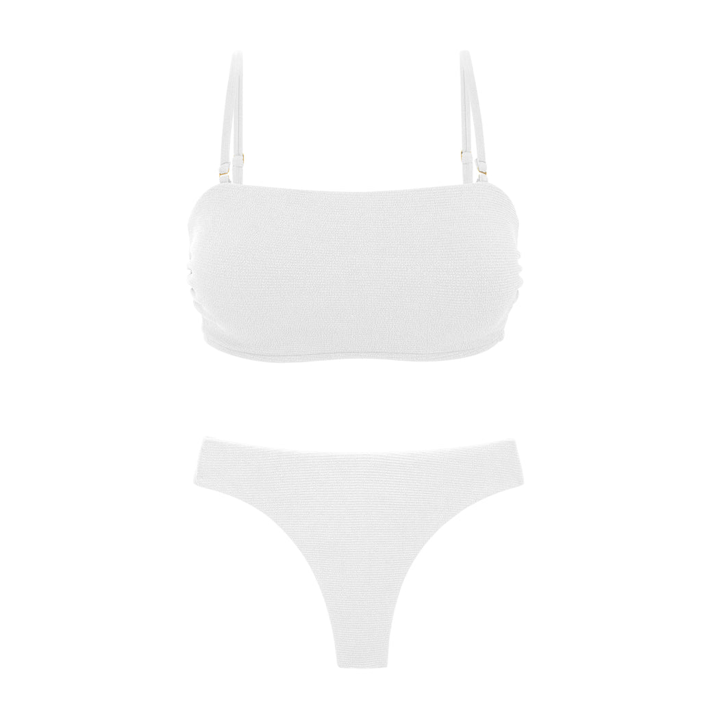 Product Front: Rio De Sol Ensemble Set Sand-White Bandeau-Reto Nice-Fio